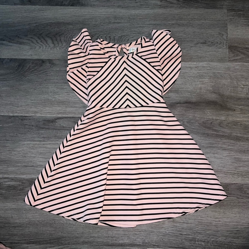 Stripped Pink and Black Toddler Dress